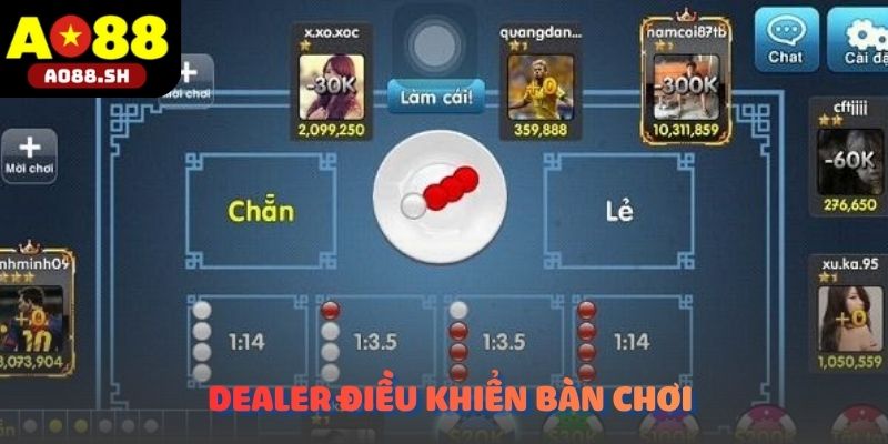 Dealer điều khiển bàn chơi trong chuyên mục Xóc đĩa Live.