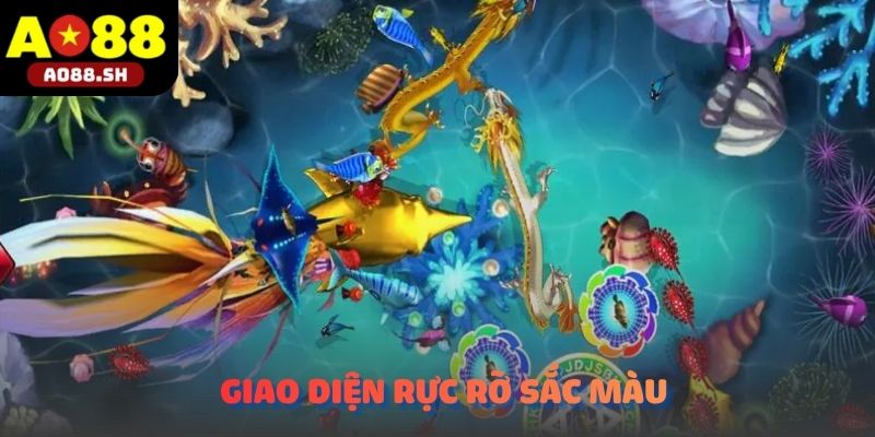 Giao diện rực rỡ sắc màu của sảnh bắn cá đổi thưởng trực tuyến.