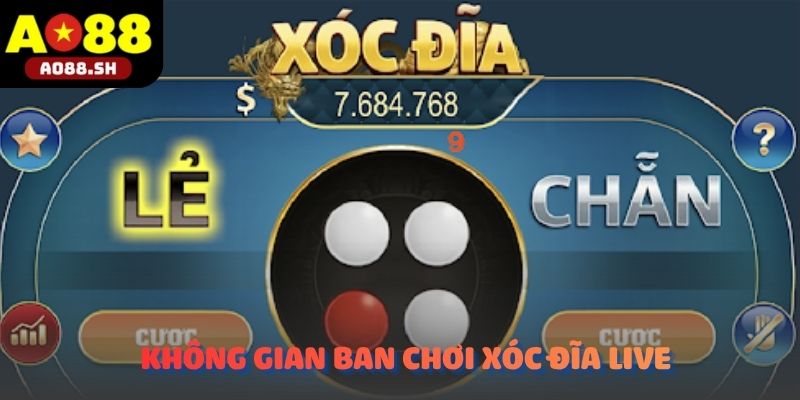 Không gian bàn chơi Xóc đĩa Live trên AO88.